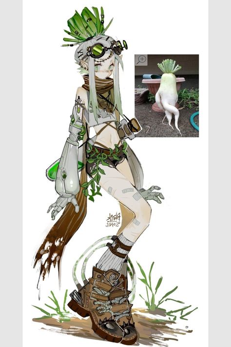 Goddess Oc Ideas, Boho Character Design, Plant Hair Drawing, Solar Punk Character Design, Bone Powers, Character Design Clothing, Plant People Character Design, Natlan Oc, Nature Character Design