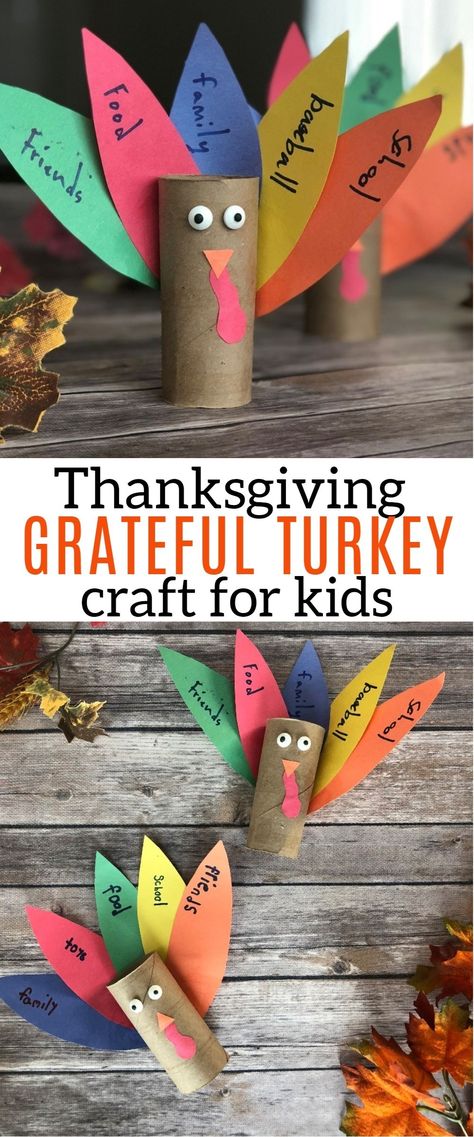 Thankful Turkey Craft For Kids, Thankful Turkey Craft, Turkey Crafts Kids, Toilet Paper Roll Craft, Thankful Turkey, Thanksgiving Crafts Preschool, Thanksgiving Turkey Craft, Paper Towel Crafts, Roll Craft