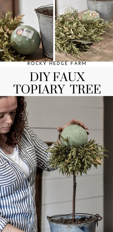 Learn how to make a beautiful and simple DIY topiary for your home. #farmhousedecor #diytopiary #topiary #farmhouse #simplefarmhouse Faux Topiary, Easy Home Improvement Projects, Topiary Tree, Spring Farmhouse, Easy Home Improvement, Summer Decorations, Home Improvement Loans, Farmhouse Remodel, Topiary Trees