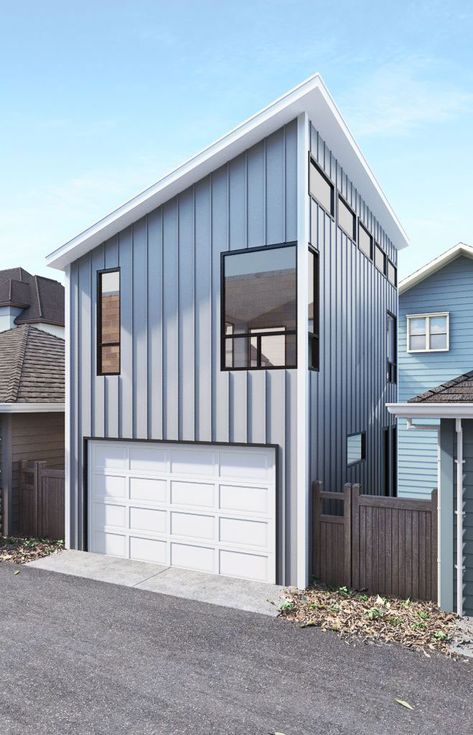 Chicago Granny Flats – Prefab Coach House in Chicago 2 Storey Granny Flat, Granny Flat Above Garage, Coach House Garage, Garage With Granny Flat, Garage Coach House, Tiny Garage House, 20x20 Garage Apartment Plans, Tiny House Design With Garage, Prefab Garages With Apartment