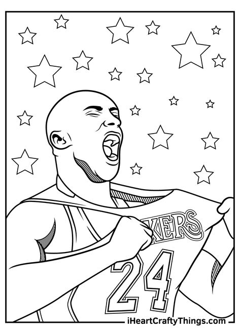 Kobe Bryant Kids, Sports Coloring Pages, Space Coloring Pages, Hello Kitty Coloring, Free Adult Coloring Pages, Coloring Pages For Boys, Coloring Page Ideas, Easy Coloring Pages, Page Ideas