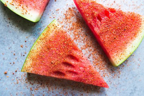 Tajín-Sprinkled Watermelon Wedges | Kitchn Watermelon Tajin, Two Ingredient Desserts, Watermelon Wedges, Spicy Watermelon, Watermelon Pops, Watermelon Wedge, Grilled Watermelon, Spiced Fruit, Parfait Breakfast