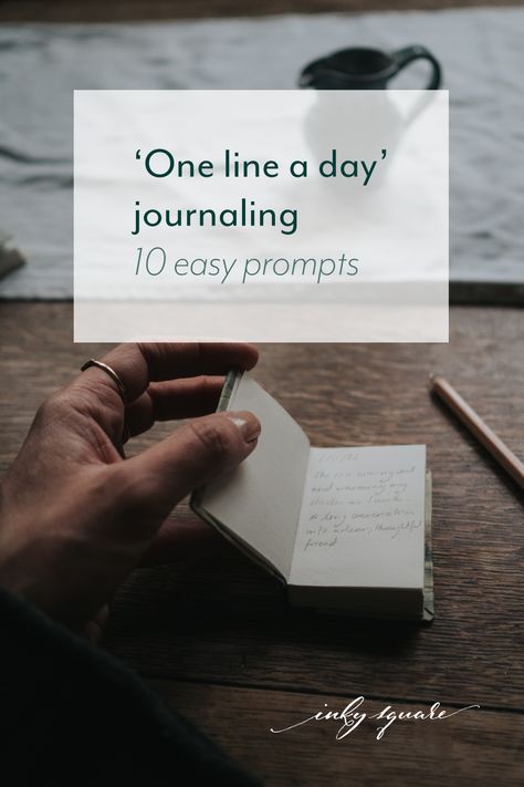 A woman's hand holding open a miniature book with a journal entry written on one page. There is a pencil and a small jug next to the book on the table. Day Journal Ideas, Journal Writing Ideas, One Line A Day Journal, Line A Day Journal, Bullet Journal Prompts, One Line A Day, Day Journal, Daily Journaling, Word Nerd