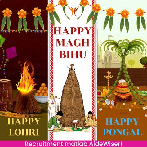 Happy Lohri Happy Magh Bihu and Happy Pongal from Team AideWiser. #Recruitmentmatlabaidewiser #Lohri #Pongal #Bihu #Sankranti #Makarsankranti #festival #Indianfestival #season #harvest #harvestfestival #punjabi #Assam #Tamil #wishes #happy Magh Bihu, Tamil Wishes, Happy Pongal, Happy Lohri, Happy Ganesh Chaturthi Images, Ganesh Chaturthi Images, Inspirational Quotes Wallpapers, Happy Ganesh, Quotes Wallpapers