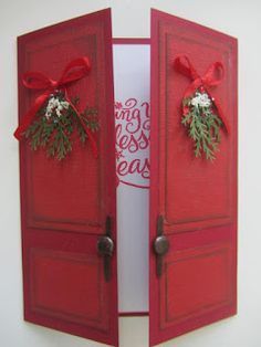 The Paper Collage: Christmas Door Card                                                                                                                                                      More Door Card, Beautiful Christmas Cards, Window Cards, Homemade Christmas Cards, God Jul, Diy Christmas Cards, Christmas Cards To Make, Cards Christmas, Winter Cards