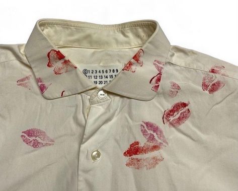 ً on Twitter: "maison margiela artisanal “kiss” shirt… " Red Lipstick, White Shirt, Kiss, Red, White