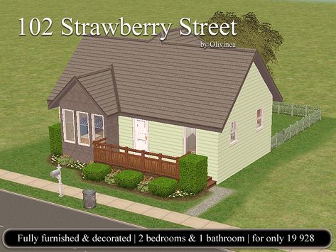 The Sims Resource - Base game compatible - 102 Strawberry Street Sims 2 Houses No Cc, Sims 4 No Cc House, Sims 2 House, Church Conversions, Starter House, 2 House, Sims House Plans, Electronic Shop, House No