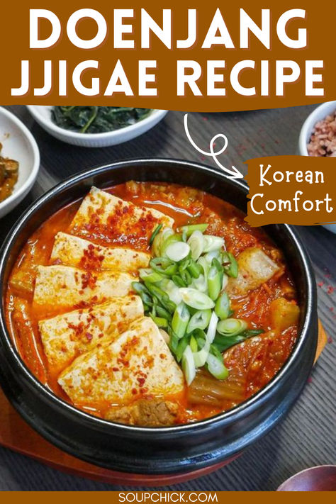 Authentic Doenjang Jjigae Recipe Jigae Korean Food, Korean Stew (jjigae), South Korean Food Recipes Easy, Tofu Jjigae, Korean Authentic Food, Jiggae Korean Recipe, Healthy Recipes Korean, Traditional Korean Food Recipes, Korean Broth