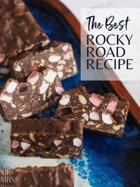 Sweet eats - the best Rocky Road recipe – Mr and Mrs RomanceMr and Mrs Romance Best Rocky Road Recipe, Easy Rocky Road Recipe, Rocky Road Candy, Easy Rocky Road, Rocky Road Cookies, Rocky Road Brownies, Homemade Tiramisu, Rocky Road Fudge, Rocky Road Recipe