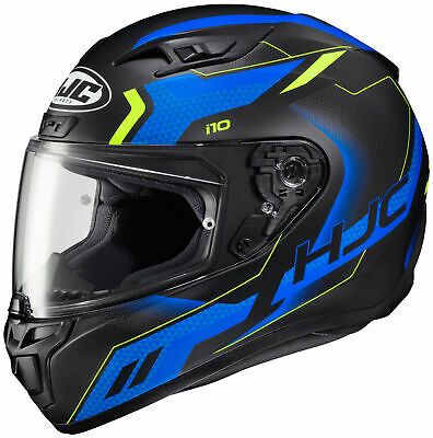 (eBay) HJC i10 Robust Helmet MED Semi Flat Black/Blue Helmet Storage, Hjc Helmets, Full Face Motorcycle Helmets, Full Face Helmets, Ventilation System, Helmet Accessories, Motorcycle Helmet, Face Shield, Motorcycle Helmets