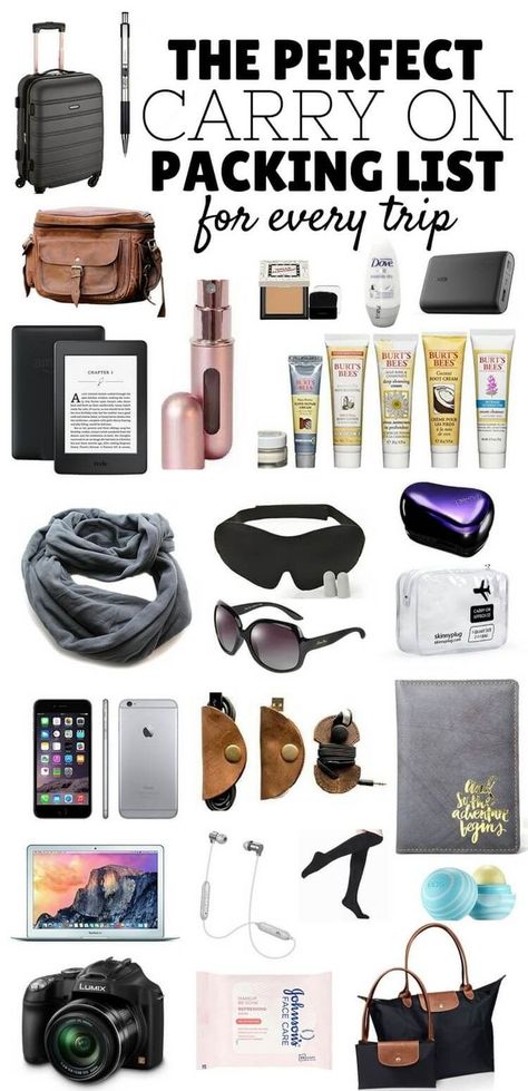 The Perfect Carry On Packing List! Click to learn how to pack your carry on bag like a pro for every trip - inc Tech, Comfort Carry On Packing List, Travel Packing Essentials, Carry On Packing Tips, Pack Like A Pro, Flight Essentials, Packing Hacks, Carry On Packing, Packing Essentials, Travel Essentials List