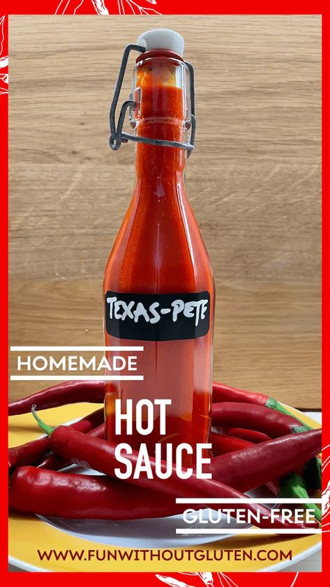 Homemade HOT SAUCE (Texas-Pete® Style) Texas Pete Hot Sauce Recipe, Homemade Hot Sauce Recipe, Texas Pete Hot Sauce, Texas Bbq Sauce, Best Sauce Recipe, Hot Sauce Recipe, Store Bought Snack, Texas Pete, Red Jalapeno