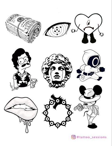 Tattoo flash sheet cool art design Unique Flash Art, Tattoos Spiritual, Traditional Tattoo Outline, Tattoos Creative, Vintage Tattoo Art, Masculine Tattoos, Small Chest Tattoos, Z Tattoo, Bamboo Tattoo