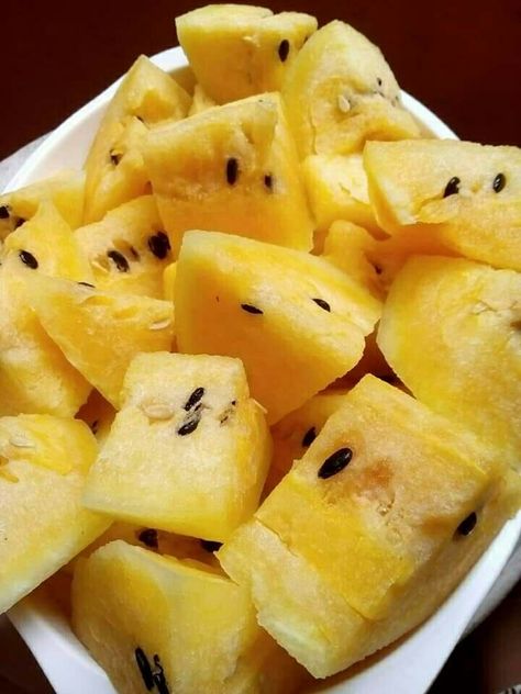 Sliced Yellow Watermelon Yellow Watermelon, Watermelon, Pineapple, Healthy Recipes, Fruit, Yellow, Quick Saves