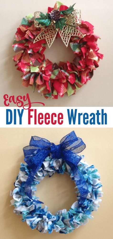 This is one of my favorite Christmas crafts! This DIY fleece wreath is a great project to make with the kids and it costs less than $5 for all the materials. #DIY #ChristmasDecor #homemade #wreath #frugal #crafts Crafts For Adults Easy, Diy Christmas Crafts To Sell, Homemade Wreath, Diy Christmas Crafts For Adults, Fleece Crafts, Disney Diy Crafts, Diy Christmas Crafts, Christmas Crafts To Sell, Christmas Wreaths Diy Easy