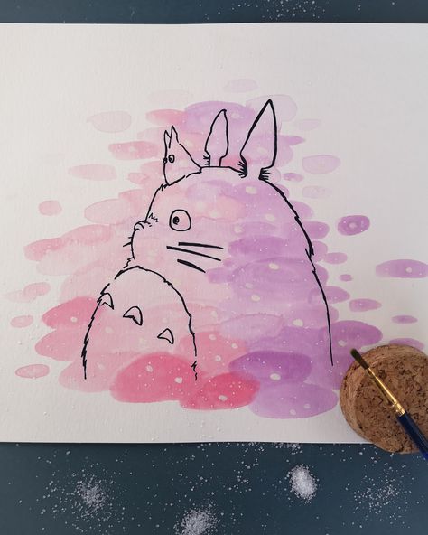 ArtStation - My Neighbour Totoro - Watercolour Totoro Watercolor, Neighbour Totoro, My Neighbour Totoro, Watercolor Ideas, My Neighbor Totoro, Hayao Miyazaki, Miyazaki, Drawing Ideas, Painting Ideas