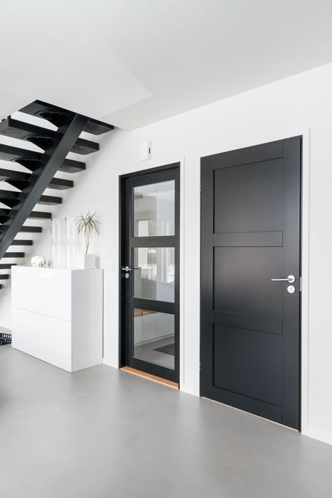 Contemporary Interior Door, Dark Interior Doors, Black Interior Door, Dark Doors, Interior Door Styles, Black Interior Doors, Doors Interior Modern, Door Design Interior, Black Door