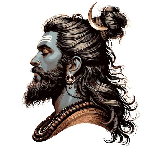 Lord Shiva With Beard, Sculpture Logo Design, Sadhu Baba, Jai Mahadev, Ganesha Artwork, Mahakal Pic Ujjain, Hindu Tattoos, Namaste Art, Shiva Sketch