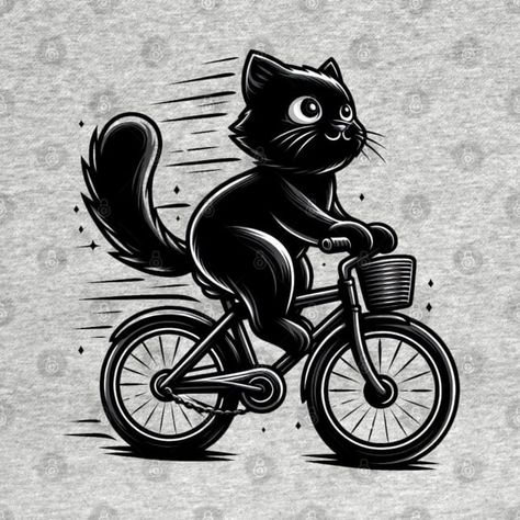 Check out this awesome 'A+funny+black+cat+riding+a+bike' design on @TeePublic! Cat And Motorcycle, Cat Riding Motorcycle, Cat Riding A Bike, Cat Bike Helmet, Riding Scooter, Cat Riding, Black Cat Design T-shirt, Funny Black Cat, Black Cat Lover