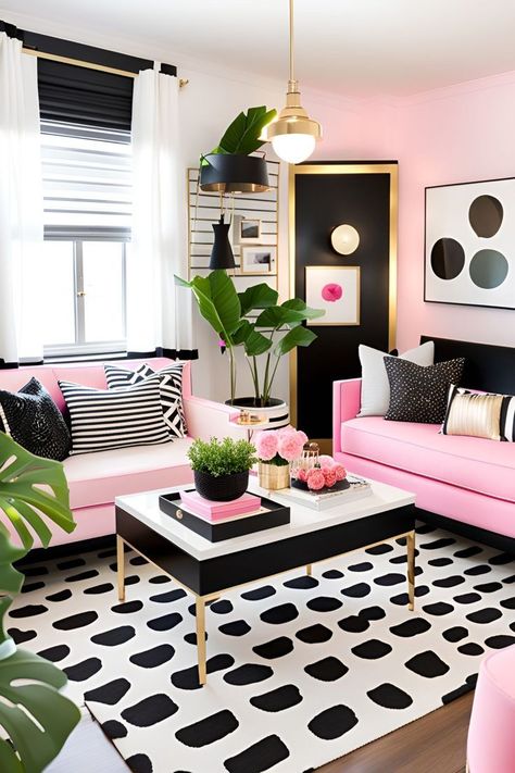 Girly Living Room Ideas, Girly Living Room, Funky Living Room, Stylish Bedroom Decor, Living Room Decor Inspiration, Pink Living Room, Glam Room, Original Art Prints, Stylish Bedroom