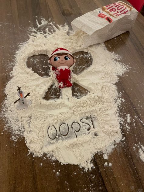 Elf On The Shelf Snow, Snow Angel, Snow Angels, On The Shelf, Elf On The Shelf, Flour, Elf, Angel