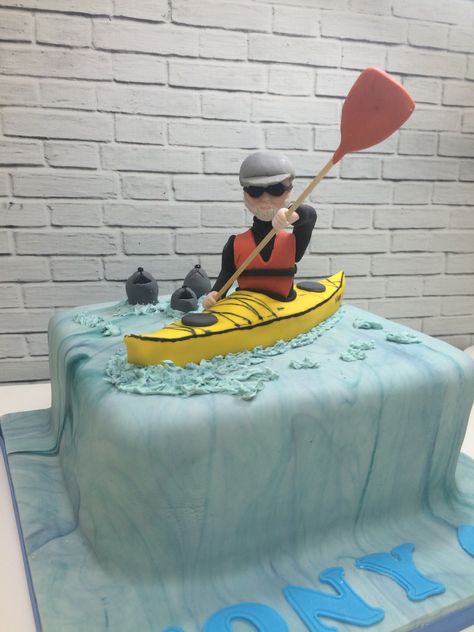 Kayak cake Kayak Cake Ideas, Kayak Wedding, Canoe Cake, Kayak Cake, Valentines Writing, Camera Cakes, Mountain Cake, Personalised Cakes, Boat Cake