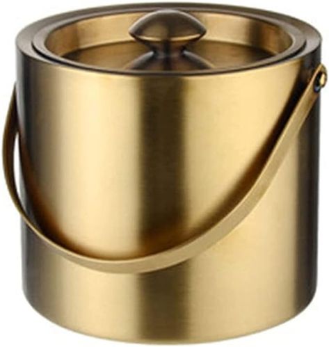 Amazon.com: Ice Bucket 304 Stainless Steel Ice Bucket Portable Double Wall Insulated with Lid for Wine Champagne Whiskey Beverage Beer Tools for Kitchen (Color : Gold, Size : Small) : Home & Kitchen Cocktail Bottle, Bar Ice Bucket, Bucket Cooler, Wine Ice Bucket, Champagne Cooler, Ice Wine, Ice Buckets, Silicone Lid, Wall Bar