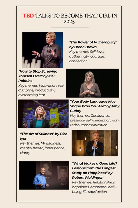 Best Ted Talks, The Power Of Vulnerability, Atomic Habits, Life Satisfaction, Mel Robbins, Overcoming Fear, Self Discipline, Best Version Of Yourself, Ted Talks