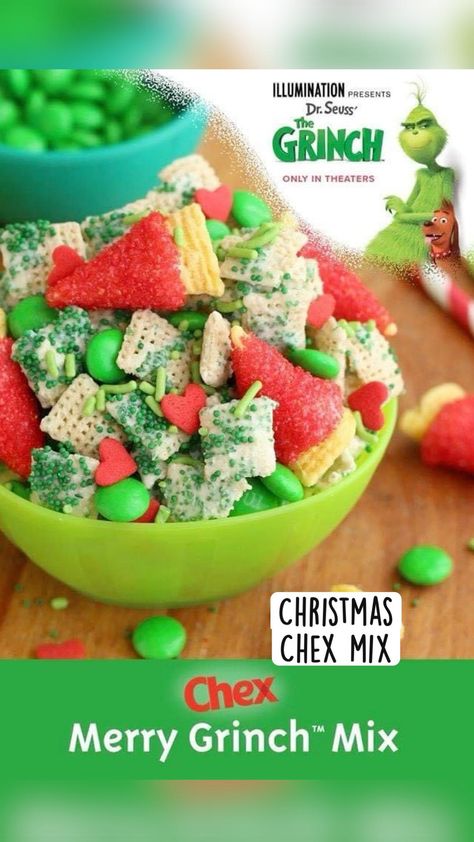 Grinch Recipes, Grinch Treats, Desserts Birthday, Fun Holiday Treats, Grinch Crafts, Treats Christmas, Grinch Christmas Party, Grinch Party, Chex Mix Recipes