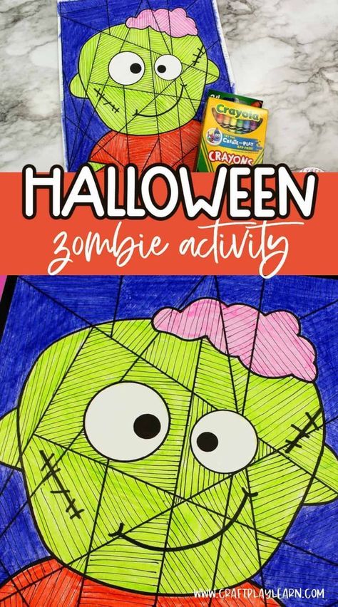 Are you looking for an easy way to get creative this Halloween? If so, here's a cute little Halloween zombie template from Craft Play Learn to get kids in the spooky spirit! It is super cute and fun for your preschoolers to color this Halloween. Just download and give them some crayons, or help them with the lines to make it a line study. Zombie Crafts, Line Study, Activity For Preschoolers, K Crafts, Art Projects For Teens, Creative Kids Crafts, Unicorn Crafts, Halloween Zombie, Summer Crafts For Kids