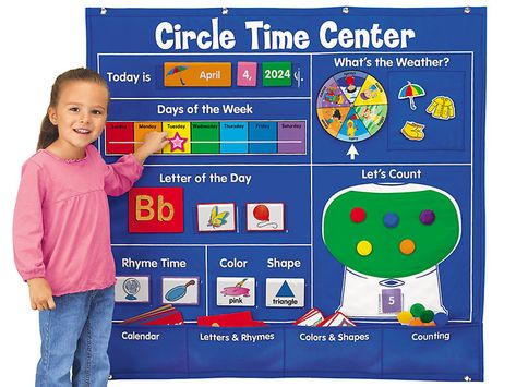 Circle Time Learning Center at Lakeshore Learning Circle Time Board, Circle Time Activities, Preschool Circle Time, Lakeshore Learning, Early Math, Pocket Chart, Preschool At Home, Circle Time, Language Activities