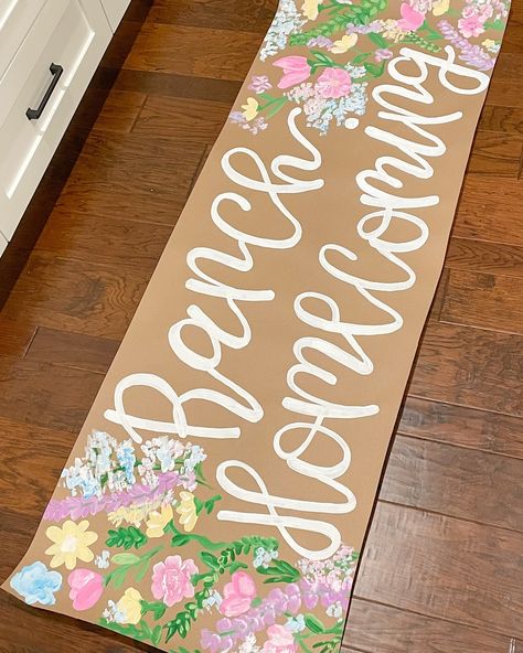 It’s Hoco Szn!!💐✨ Hoco Banner Ideas, Homecoming Banner Ideas, Painted Banner Ideas, Homecoming Banner, 21 Sign, Bday Banner, Painted Banners, Bday Brunch, Cheer Banquet