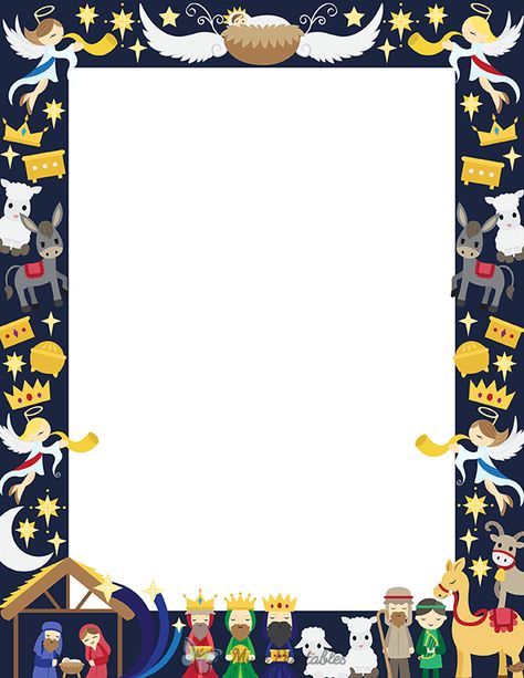 Printable Nativity Scene Page Border Christmas Borders Free Printable, Printable Nativity Scene, Printable Nativity, Free Letterhead Templates, Bethlehem Christmas, Christmas Manger, We Three Kings, Christmas Border, Page Borders