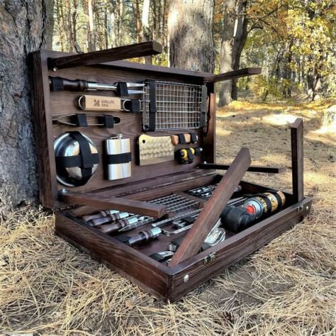 Horseback Camping, Wv Wedding, Camping Utensils, Chuck Box, Cooking Kit, Bbq Skewers, Portable Bbq, Skewers Grill, Bbq Set