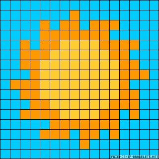 Sun Crochet Graph, Sun Tapestry Crochet, Sun Perler Bead Pattern, Sun Perler Beads, Sun Alpha Pattern, Sun Pixel Art, Cross Stitch Sun, Pixel Art Animals, Sun Template