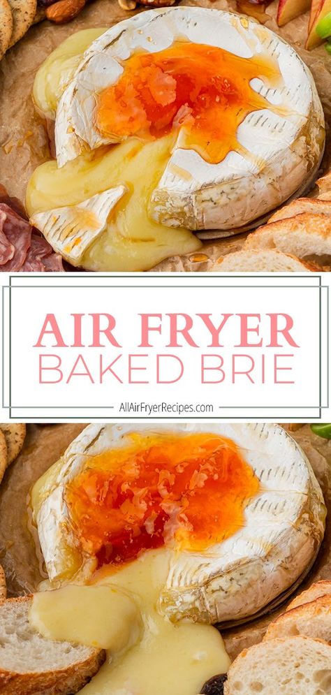 Air Fryer Brie, Air Fryer Appetizers, Baked Brie With Jam, Baked Brie Cheese, Brie Cheese Recipes, Baked Brie Recipes, Apricot Preserves, Brie Puff Pastry, Brie Appetizer