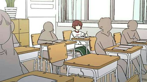 Classroom Pov Sketch, Anime Classroom With Students, Sitting In Classroom Reference Drawing, School Drawing Building Anime, School Hallway Drawing Reference, School Scene Drawing, Manga Classroom Background, School Classroom Drawing Reference, Comic School Background