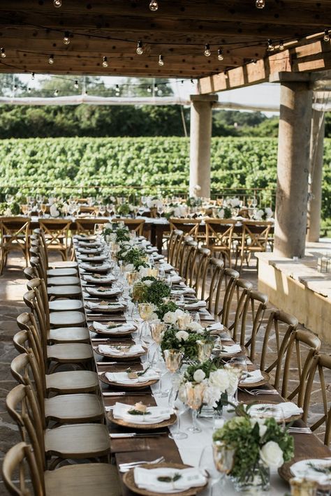 Wine Farm Wedding Ideas, Wolffer Estate Vineyard, Modern Vineyard Wedding, Wedding Reception Winery, Rustic Dishes, Winery Wedding Decorations, Vineyard Wedding Decor, Winery Wedding Reception, Fairy Lighting