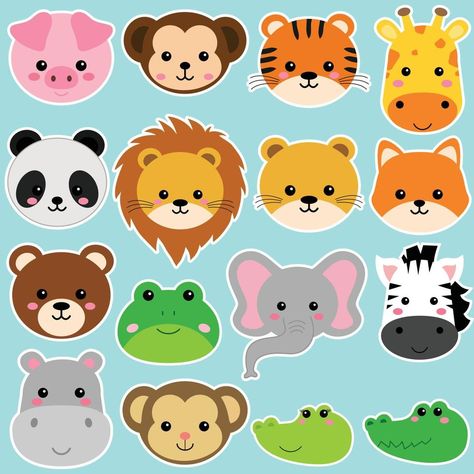 Animal Faces Drawing, Freepik Animals, Animal Head Drawing, Animal Faces Clipart, Cute Animals Drawings, Animals Icon, Cute Animal Faces, Bear Icon, Panda Face