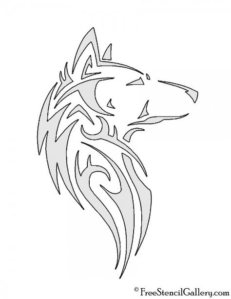 Wolf Tribal Stencil | Free Stencil Gallery Wolf Templates, Wolf Stencil, Tattoo Stencil Designs, Cool Wolf, Face Stencils, Tattoo Outline Drawing, Wolf Face, Animal Stencil, Wolf Tattoo Design