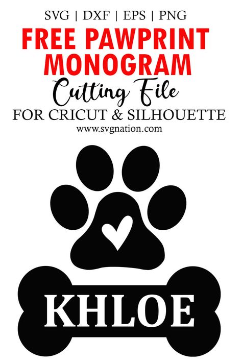 Free Dog Paw Print Svg Files For Cricut, Dog Ornaments Diy Cricut, Cameo4 Ideas, Free Dog Svg Files For Cricut, Cricut Printables, Circut Joy, Cricut Animals, Paw Print Art, Paw Print Svg