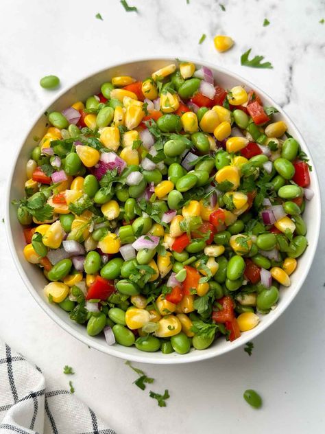 edamame corn salad served in a bowl Edamame Recipes Salad, Salad With Lemon Dressing, Sauteed Tofu, Edamame Recipes, High Potassium Foods, Peanut Salad, Edamame Salad, Boiled Peanuts, Salad Recipes Healthy Easy