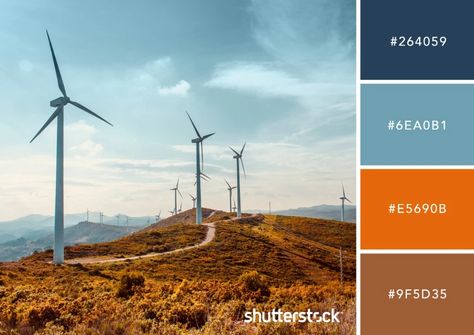 Sustainable Design: 10 Brand Color Palettes to Stop Greenwashing Net Zero Emissions, Eco Warrior, Net Zero, Wind Turbines, Brand Color Palette, Earth Color, Fall Watercolor, Green City, Creative Colour