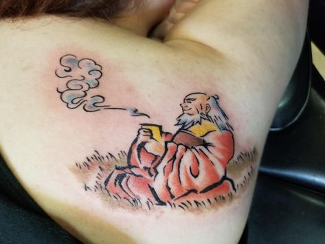 Uncle Iroh Tattoo Ideas, Uncle Iroh Tattoo, Heart And Soul Tattoo, Atla Tattoo, Second Tattoo, Avatar Tattoo, Uncle Iroh, Air Tattoo, Native Tattoos