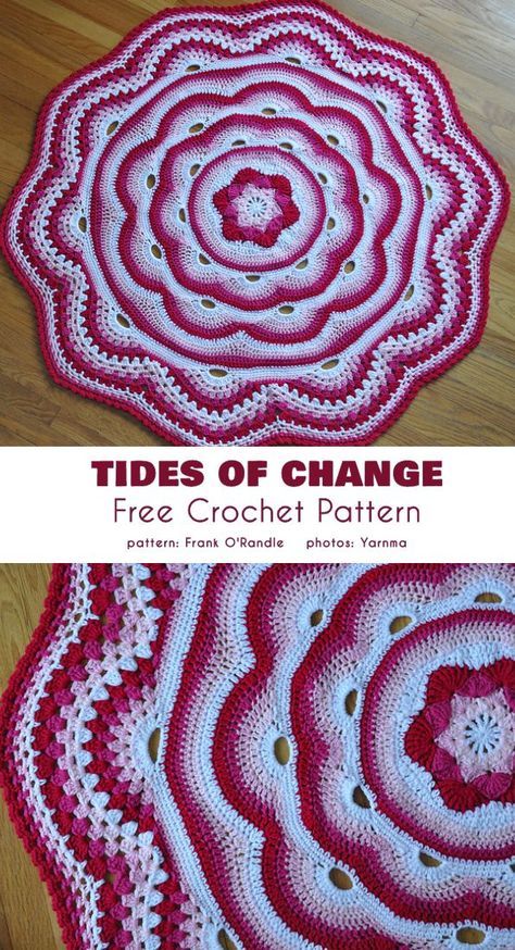 Tides of Change Free Crochet Pattern Crochet Blanket Stitch, Motif Mandala Crochet, Crazy Crochet, Boy Crochet, Crochet Circle, Afghans Crochet, Stitch Sampler, Crochet Rug Patterns, Crochet Mandala Pattern