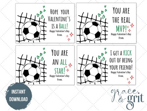 Soccer Valentines Cards, Soccer Valentines, Friendship Day Cards, Free Valentine Cards, Valentine Cards For Kids, Valentines Day Bags, Valentines Printable, Boy Printable, Soccer Cards