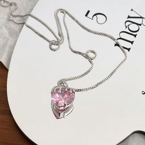 Heart Crystal Necklace, Crystal Heart Necklace, Rose Heart, Crystal Heart Pendant, Pink Gem, Heart Crystal, Gem Necklace, Tassel Drop Earrings, Crystal Chain