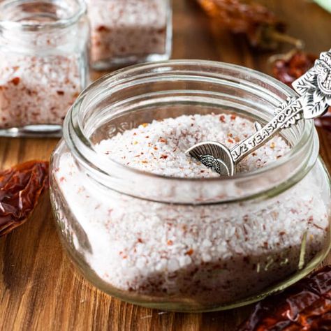 Spicy Salt Ghost Pepper Salt Recipe, Chili Salt Recipe, Spicy Salt, Hatch Chili, Chili Salt, Spice Mix Recipes, Dried Peppers, Herb Recipes, Flaky Salt