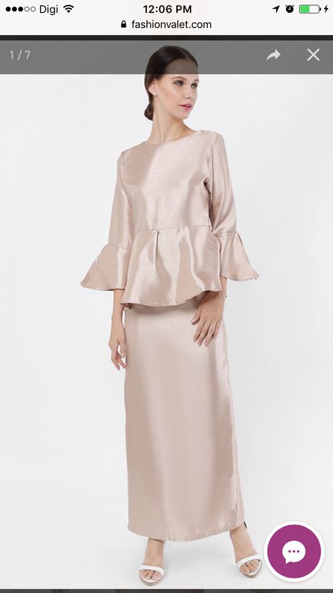 Champagne shantung silk Shantung Silk Kurung, Shantung Silk, Champagne, Party Dress, Dresses With Sleeves, Long Sleeve Dress, Silk, Long Sleeve, Quick Saves