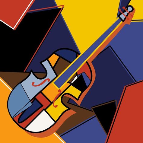 Handmade Drawing, Vector Art Design, Cubism Art, Indie Art, Musical Art, Acrylic Paint Set, Modern Art Paintings, Jazz Music, Cubism